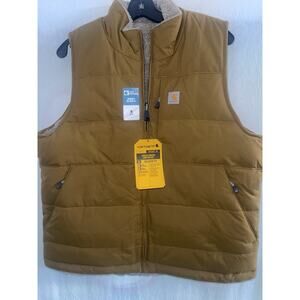 Women's Carhartt Montana Relaxed Fit Insulated Puffer Vest Brown/tan Nwt Sz M